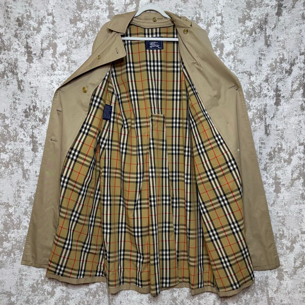 Burberry Belted Trench Coat with Plaid 100% Wool Lining & Collar in Honey - Picture 5 of 16